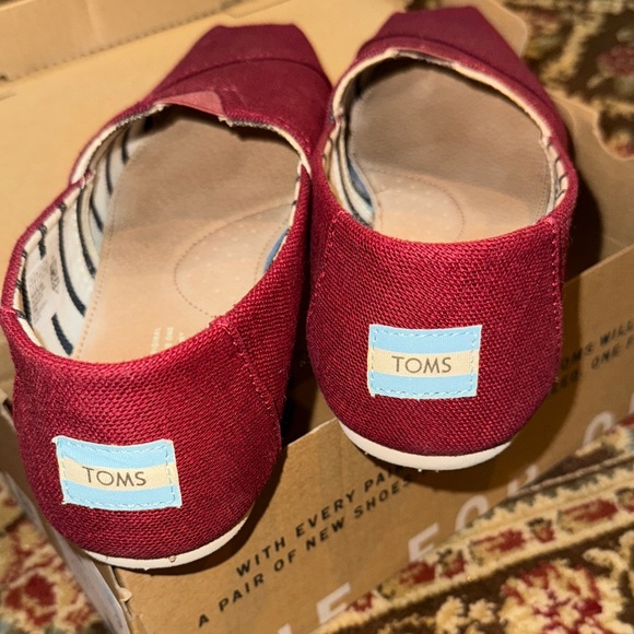 TOMS Burgundy Canvas Slip-Ons - Picture 6 of 9